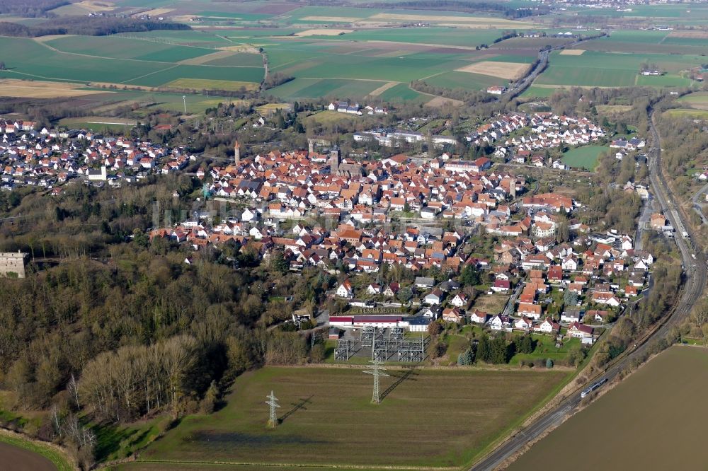 Grebenstein von oben - Ortsansicht in Grebenstein im Bundesland Hessen, Deutschland