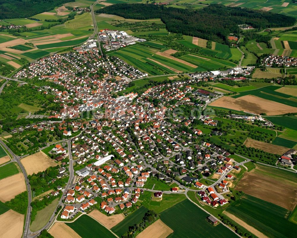 Großaspach aus der Vogelperspektive: Ortsansicht in Großaspach im Bundesland Baden-Württemberg, Deutschland