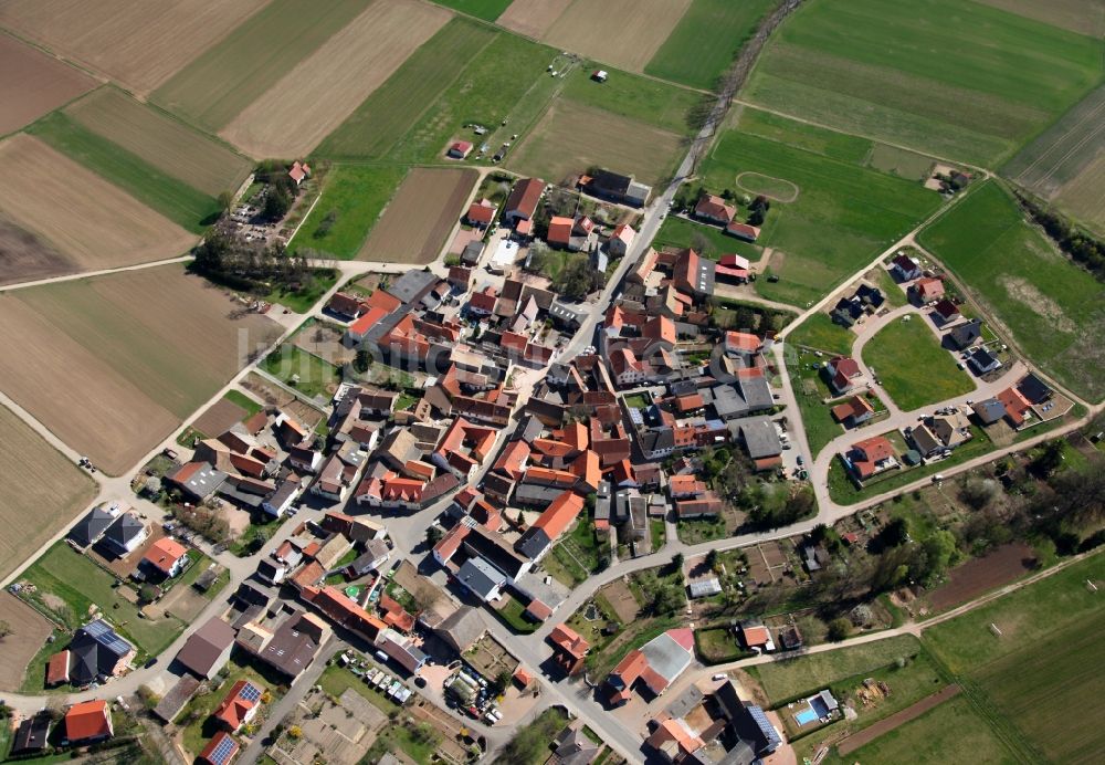 Luftbild Gumbsheim - Ortsansicht von Gumbsheim ist eine Ortsgemeinde im Landkreis Alzey-Worms in Rheinland-Pfalz