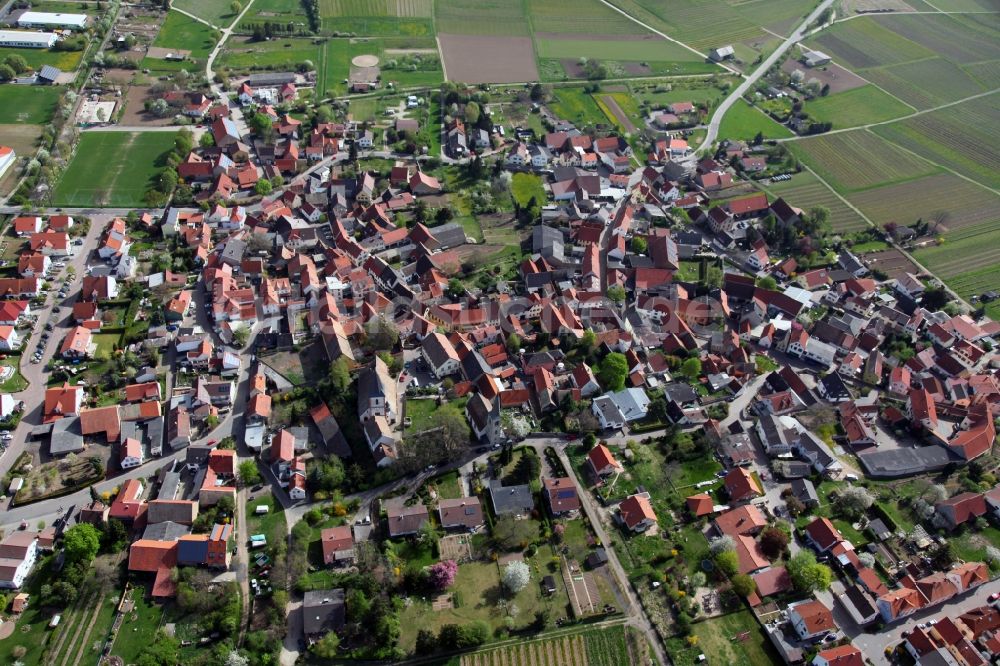 Luftbild Gundersheim - Ortsansicht von Gundersheim ist eine Ortsgemeinde im Landkreis Alzey-Worms in Rheinland-Pfalz