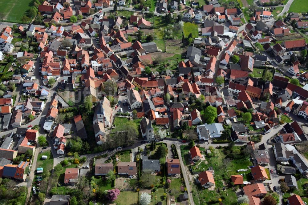 Luftaufnahme Gundersheim - Ortsansicht von Gundersheim ist eine Ortsgemeinde im Landkreis Alzey-Worms in Rheinland-Pfalz