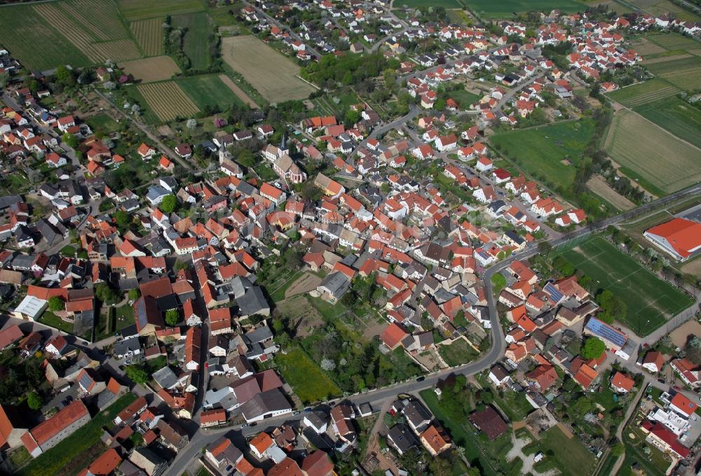 Luftaufnahme Gundersheim - Ortsansicht von Gundersheim ist eine Ortsgemeinde im Landkreis Alzey-Worms in Rheinland-Pfalz