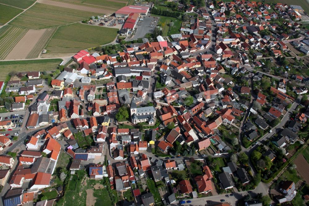 Luftbild Gundheim - Ortsansicht von Gundheim ist eine Ortsgemeinde im Landkreis Alzey-Worms in Rheinland-Pfalz