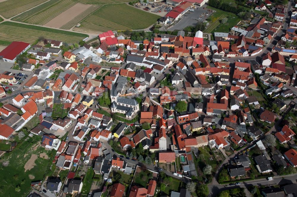 Luftaufnahme Gundheim - Ortsansicht von Gundheim ist eine Ortsgemeinde im Landkreis Alzey-Worms in Rheinland-Pfalz