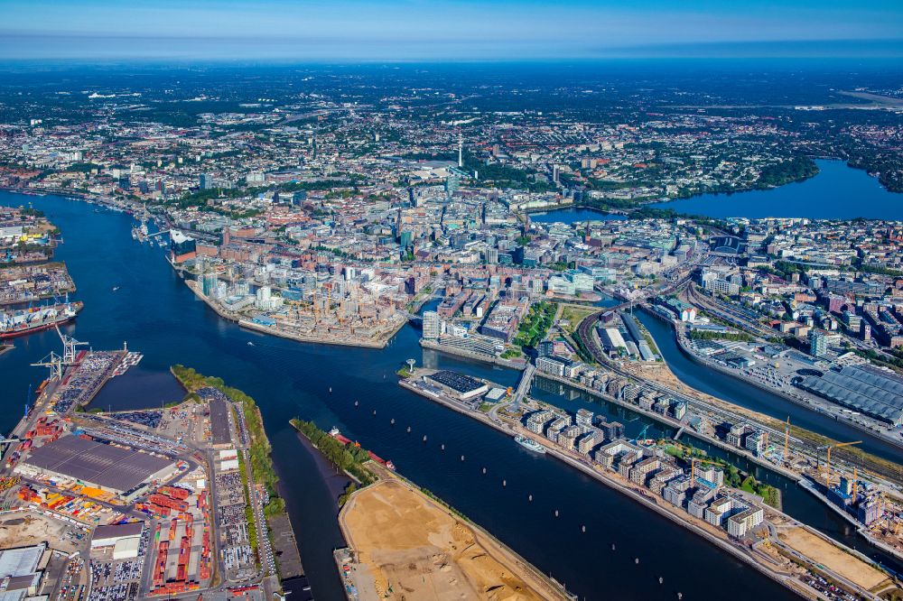 Luftbild Hamburg - Ortsansicht von Hamburg-Altstadt entlang des Fluss- Verlaufs des Zollkanal in Hamburg