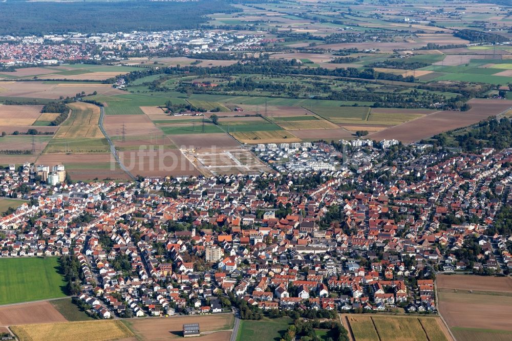 Luftaufnahme Heddesheim - Ortsansicht in Heddesheim im Bundesland Baden