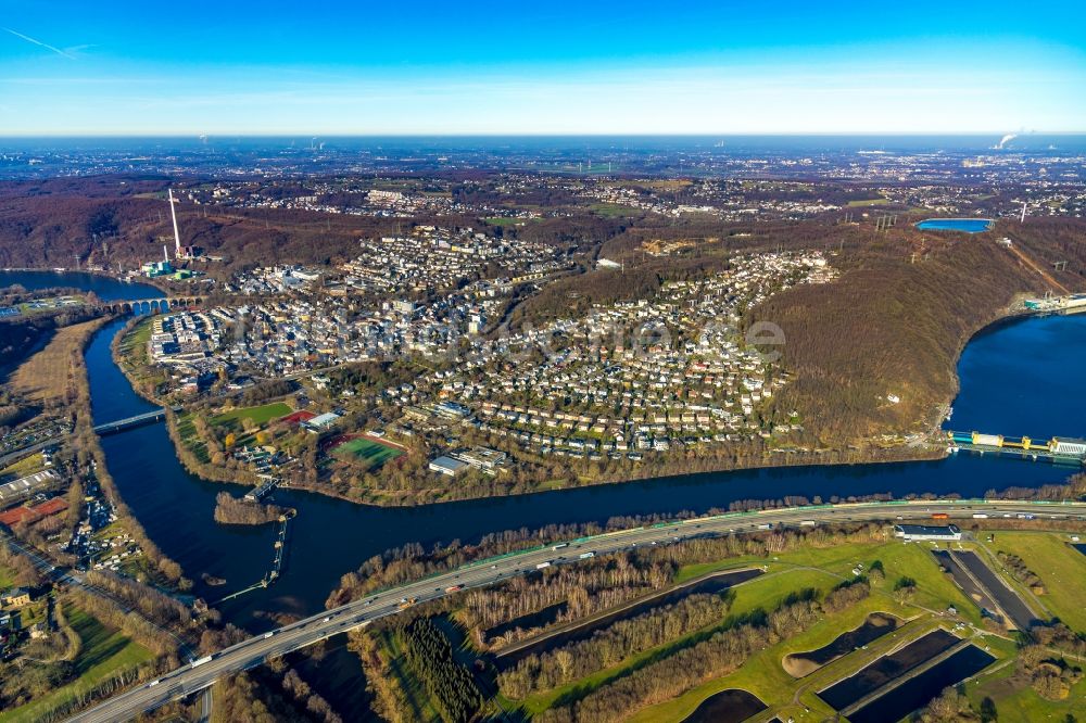 Herdecke von oben - Ortsansicht von Herdecke mit Ruhr im Bundesland Nordrhein-Westfalen, Deutschland