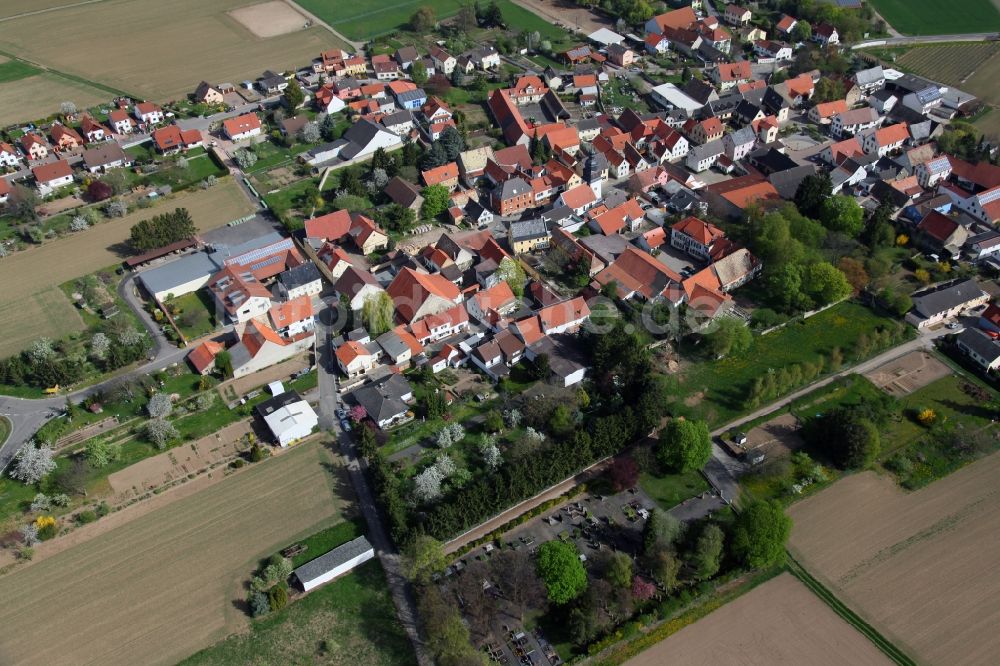 Luftaufnahme Hochborn Blödesheim - Ortsansicht von Hochborn (bis 1971: Blödesheim) - eine Ortsgemeinde im Landkreis Alzey-Worms in Rheinland-Pfalz