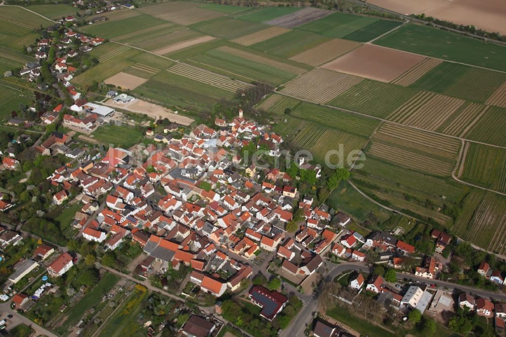 Hohen-Sülzen von oben - Ortsansicht vom Hohen-Sülzen im Bundesland Rheinland-Pfalz