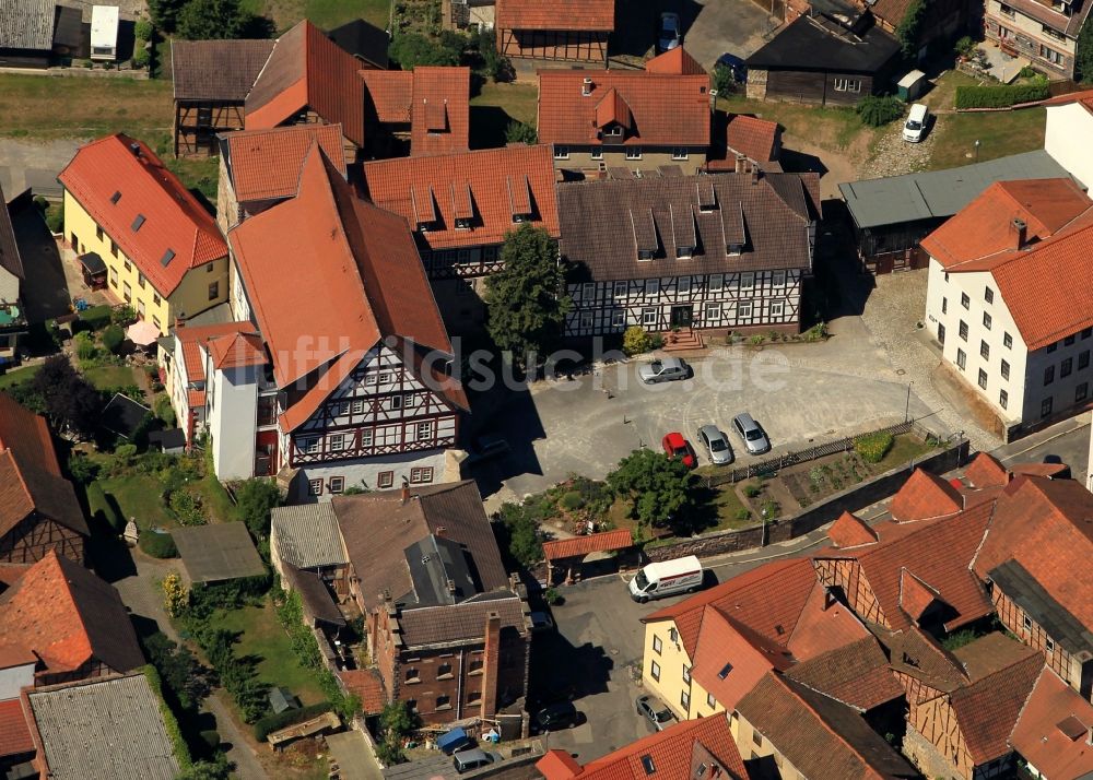 Luftbild Wasungen - Ortsansicht der Innenstadt am historischen rathaus der Karnevalsstadt Wasungen in Thüringen