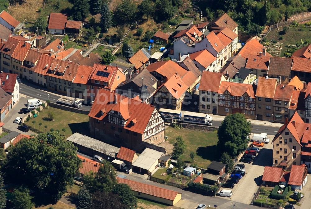 Luftaufnahme Wasungen - Ortsansicht der Innenstadt am historischen rathaus der Karnevalsstadt Wasungen in Thüringen