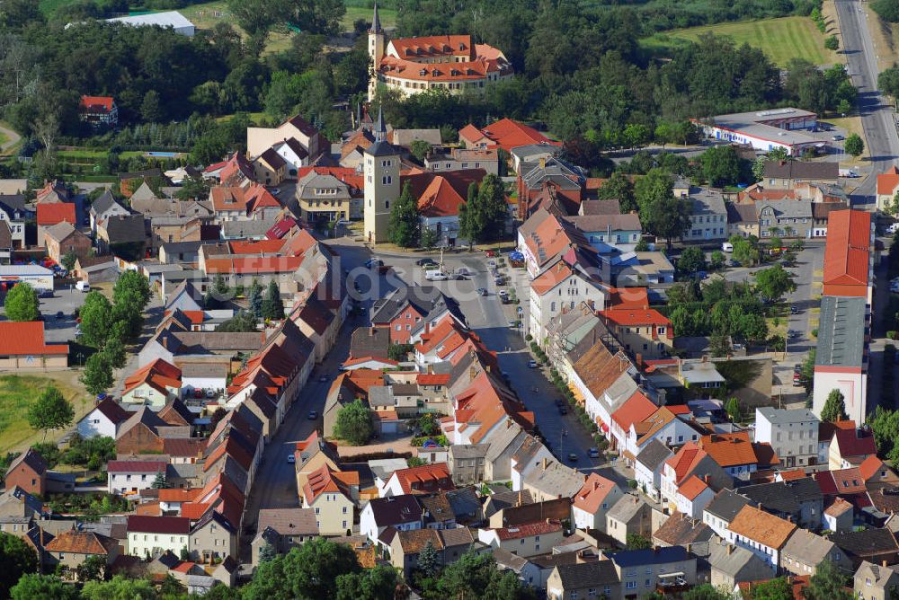 Luftaufnahme Jessen (Elster) - Ortsansicht Jessen mit Blick auf die Pfarrkirche St. Nikolai und das Schloss Jessen