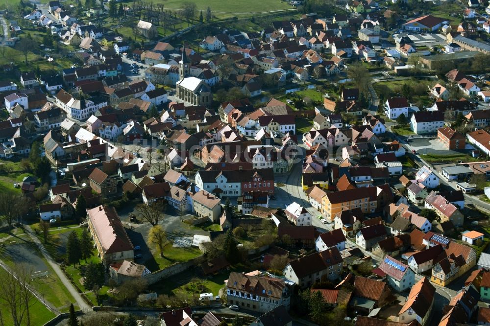 Kaltennordheim aus der Vogelperspektive: Ortsansicht in Kaltennordheim in der Rhön im Bundesland Thüringen, Deutschland