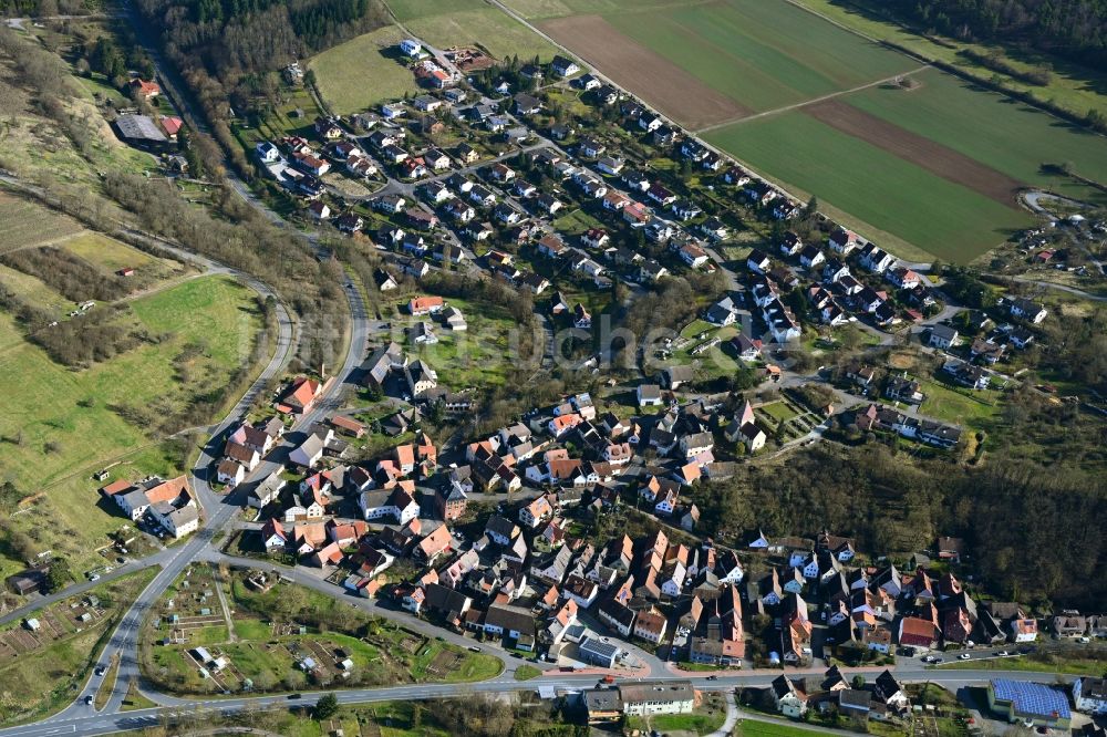 Kreuzwertheim aus der Vogelperspektive: Ortsansicht in Kreuzwertheim im Bundesland Bayern, Deutschland