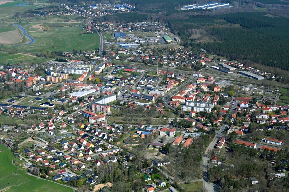 Löcknitz aus der Vogelperspektive: Ortsansicht in Löcknitz im Bundesland Mecklenburg-Vorpommern, Deutschland