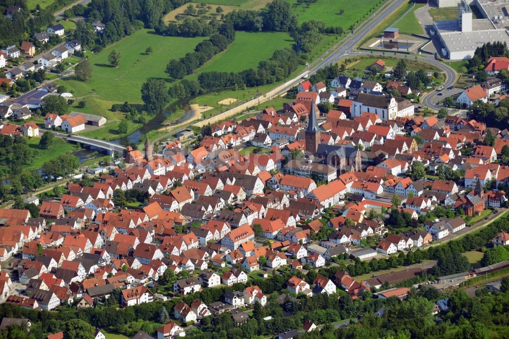 Luftaufnahme Lügde - Ortsansicht in Lügde im Bundesland Nordrhein-Westfalen, Deutschland