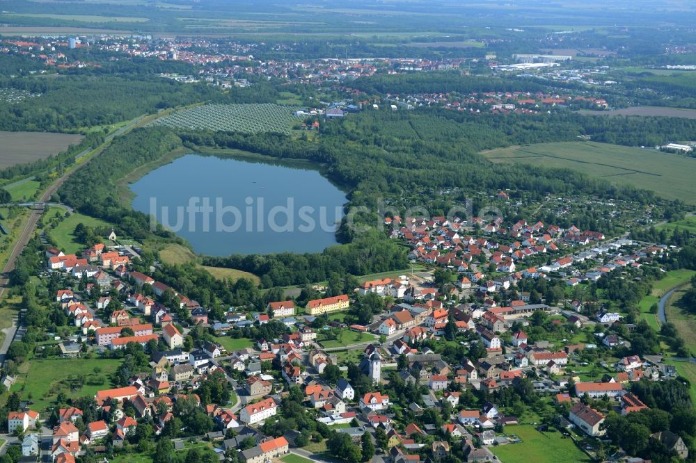 Luftbild Lobstädt - Ortsansicht von Lobstädt am Ufer des Speicher Lobstädt im Bundesland Sachsen