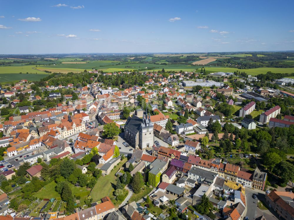 Lommatzsch von oben - Ortsansicht in Lommatzsch im Bundesland Sachsen, Deutschland