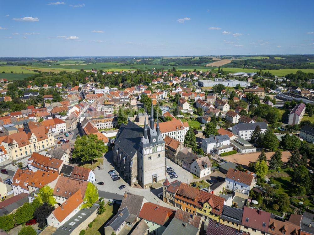 Lommatzsch aus der Vogelperspektive: Ortsansicht in Lommatzsch im Bundesland Sachsen, Deutschland