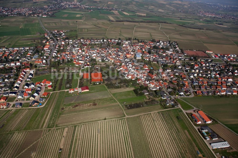 Lörzweiler aus der Vogelperspektive: Ortsansicht von Lörzweiler im Bundesland Rheinland-Pfalz