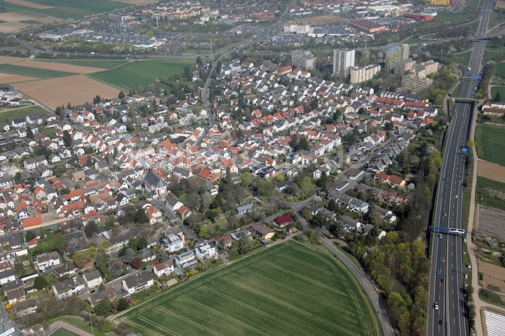 Mainz Marienborn aus der Vogelperspektive: Ortsansicht von Mainz Marienborn im Bundesland Rheinland-Pfalz