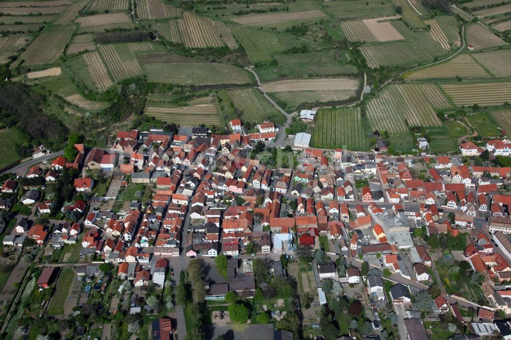 Mettenheim aus der Vogelperspektive: Ortsansicht von Mettenheim ist eine Ortsgemeinde im Landkreis Alzey-Worms in Rheinland-Pfalz