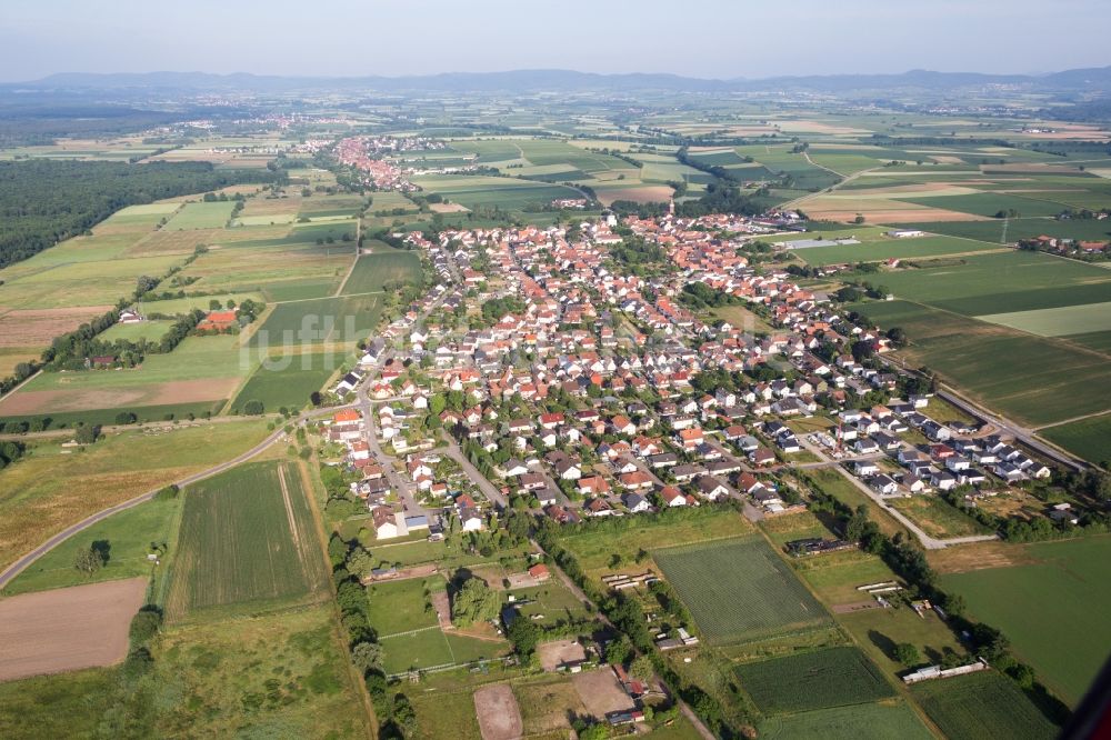 Minfeld aus der Vogelperspektive: Ortsansicht in Minfeld im Bundesland Rheinland-Pfalz, Deutschland