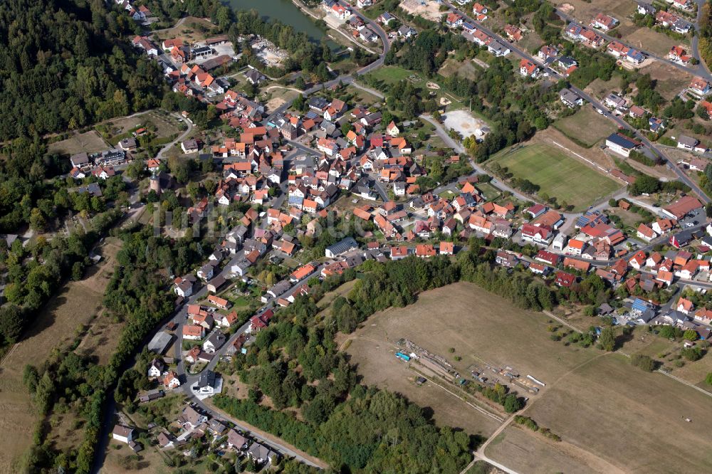 Neuhütten von oben - Ortsansicht in Neuhütten im Bundesland Bayern, Deutschland