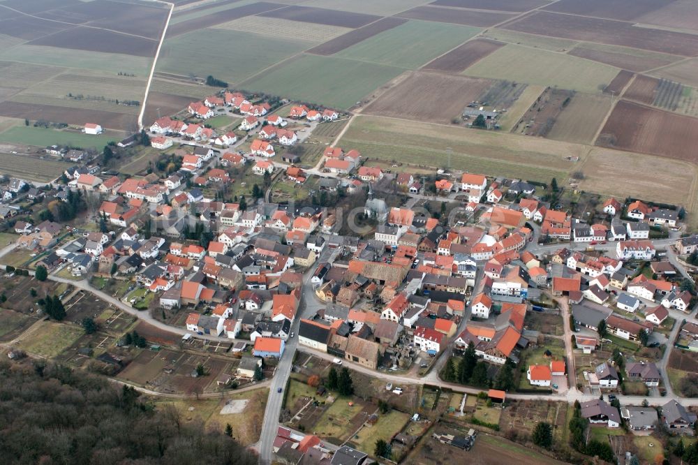 Nieder-Hilbersheim von oben - Ortsansicht von Nieder-Hilbersheim im Bundesland Rheinland-Pfalz