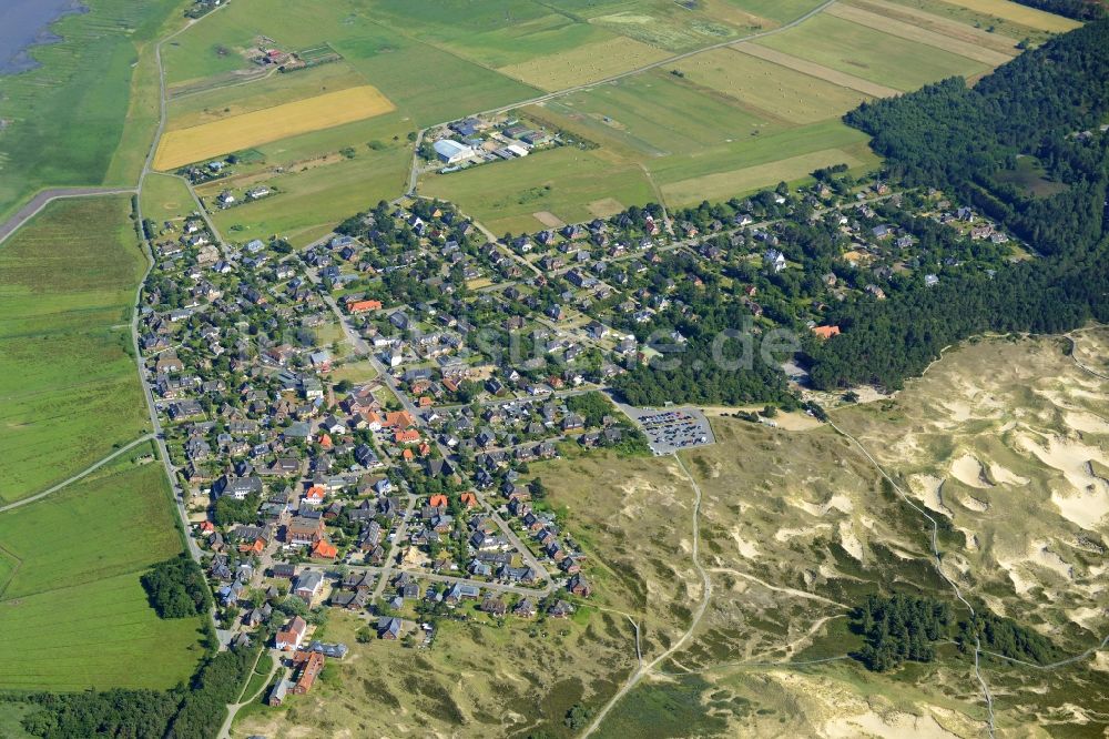 Norddorf aus der Vogelperspektive: Ortsansicht von Norddorf auf der Nordsee- Insel Amrum im Bundesland Schleswig-Holstein