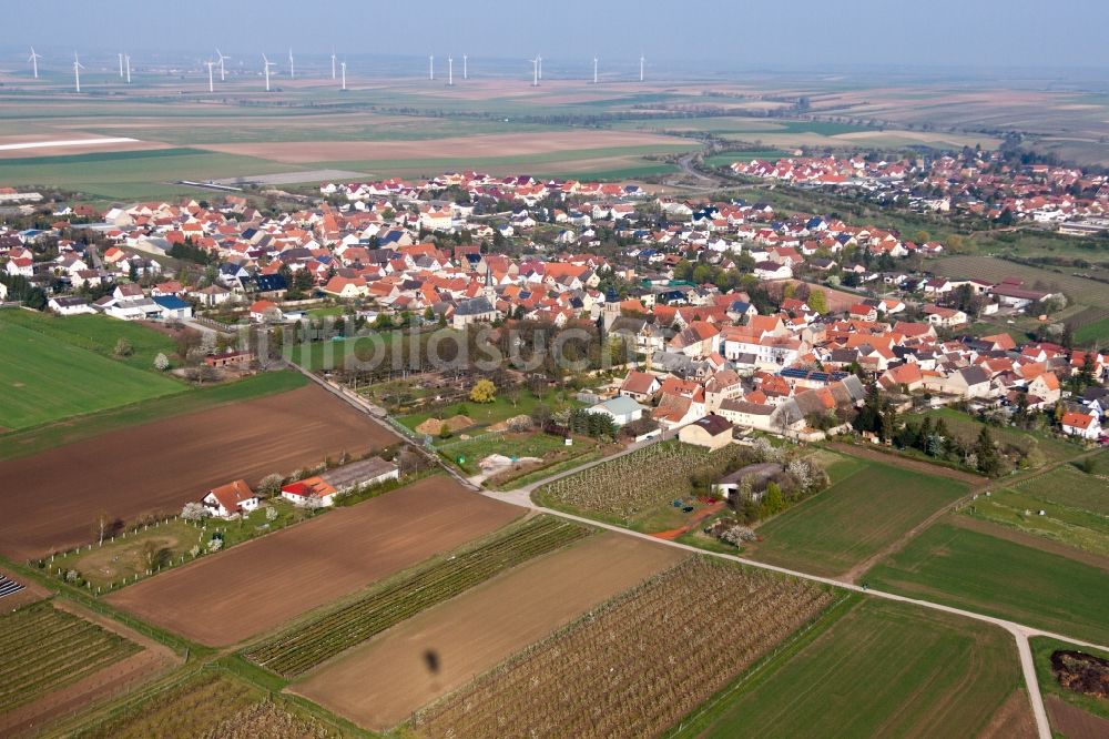 Ober-Flörsheim aus der Vogelperspektive: Ortsansicht in Ober-Flörsheim im Bundesland Rheinland-Pfalz, Deutschland