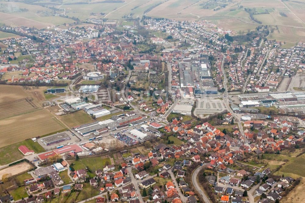 Oberderdingen von oben - Ortsansicht in Oberderdingen im Bundesland Baden-Württemberg, Deutschland