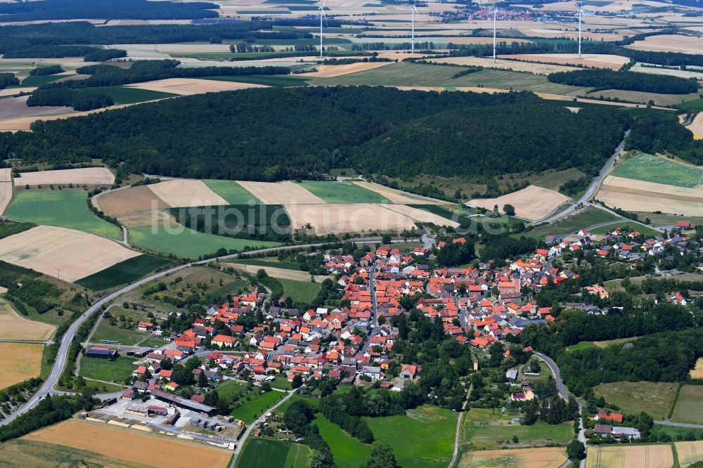 Luftaufnahme Oberlauringen - Ortsansicht in Oberlauringen im Bundesland Bayern, Deutschland