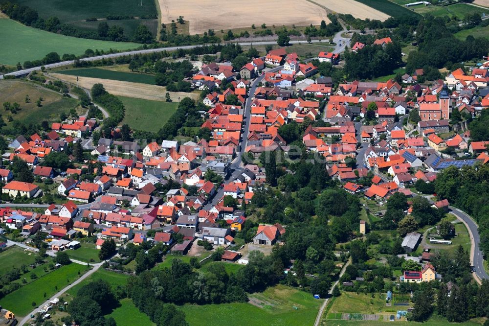 Oberlauringen von oben - Ortsansicht in Oberlauringen im Bundesland Bayern, Deutschland