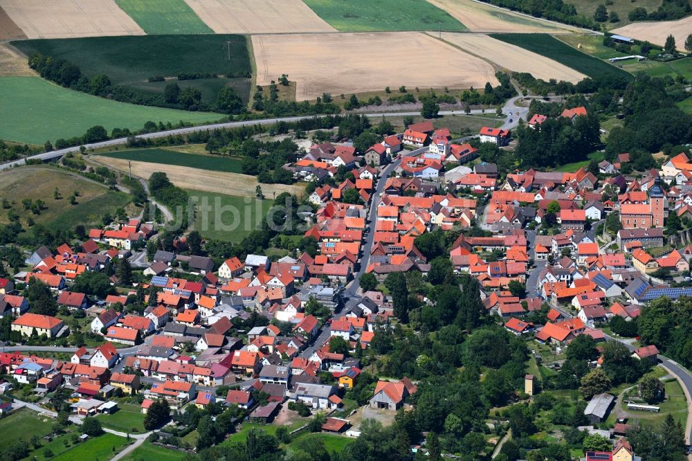 Oberlauringen aus der Vogelperspektive: Ortsansicht in Oberlauringen im Bundesland Bayern, Deutschland