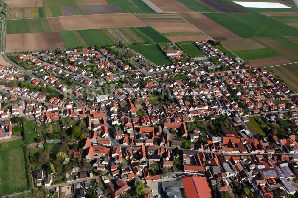 Offstein aus der Vogelperspektive: Ortsansicht von Offstein im Wonnegau im Bundesland Rheinland-Pfalz