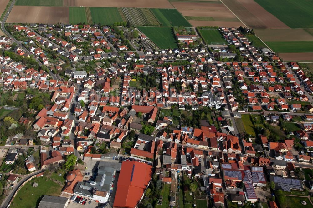 Luftbild Offstein - Ortsansicht von Offstein im Wonnegau im Bundesland Rheinland-Pfalz