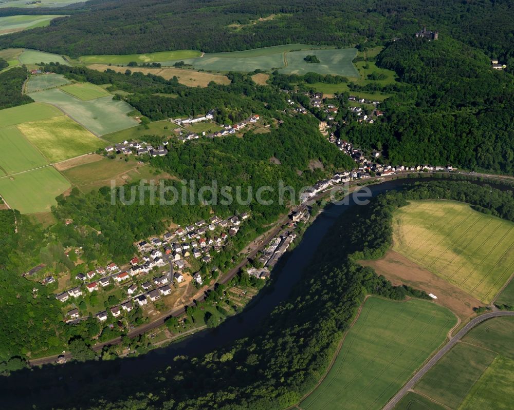 Balduinstein von oben - Ortsansicht der Ortsgemeinde Balduinstein im Bundesland Rheinland-Pfalz