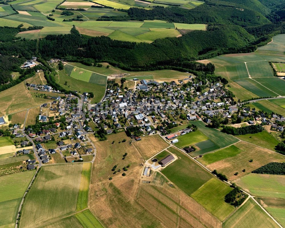 Gevenich aus der Vogelperspektive: Ortsansicht der Ortsgemeinde Gevenich im Bundesland Rheinland-Pfalz