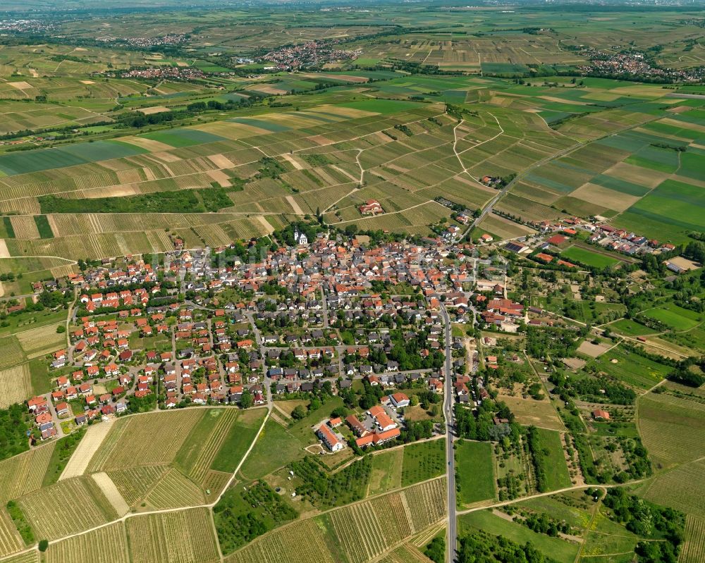 Luftaufnahme Jugenheim in Rheinhessen - Ortsansicht der Ortsgemeinde Jugenheim in Rheinhessen im Bundesland Rheinland-Pfalz