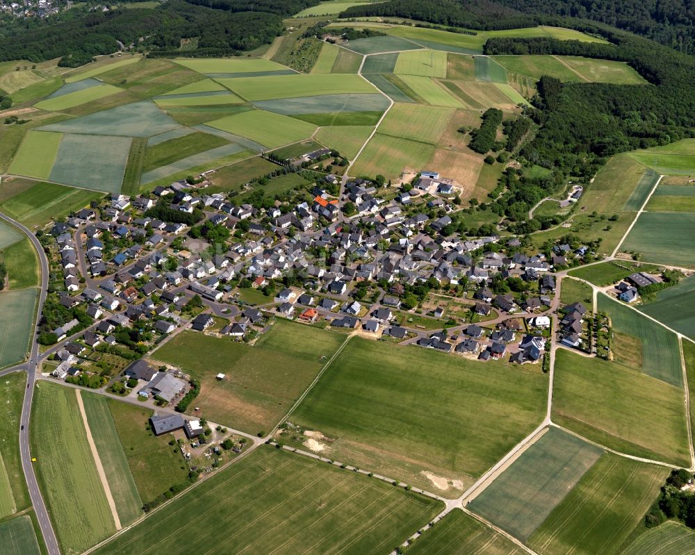 Karbach von oben - Ortsansicht der Ortsgemeinde Karbach im Bundesland Rheinland-Pfalz