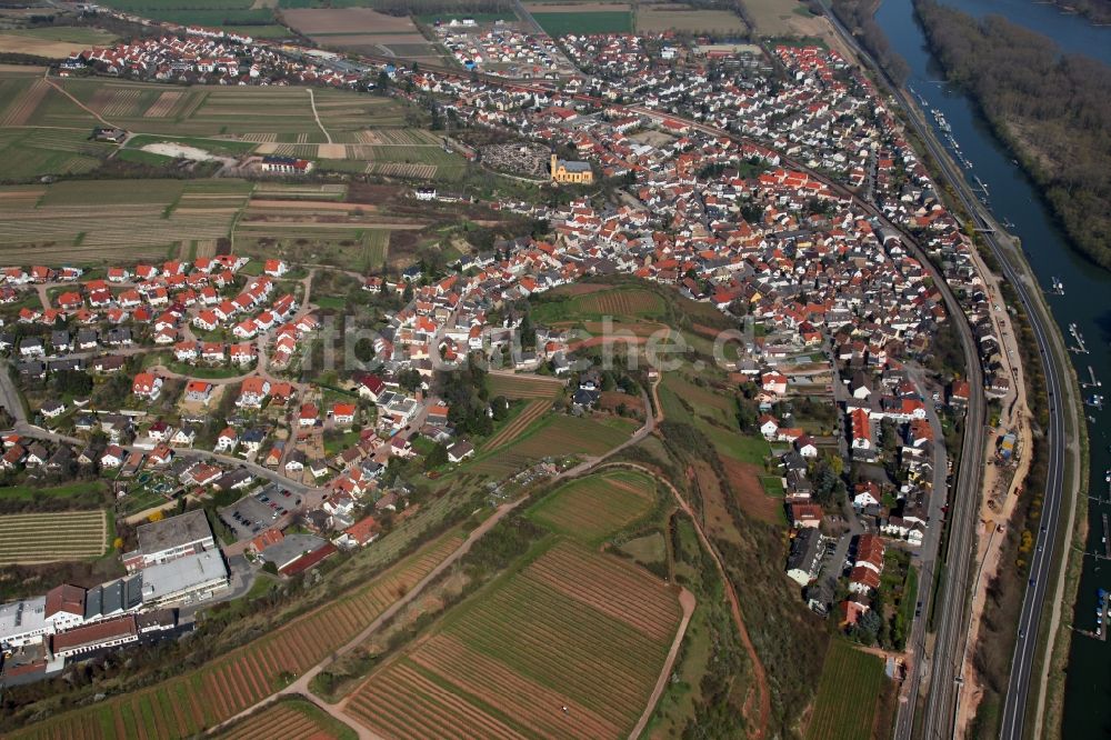 Luftaufnahme Nackenheim - Ortsansicht der Ortsgemeinde Nackenheim im Bundesland Rheinland-Pfalz