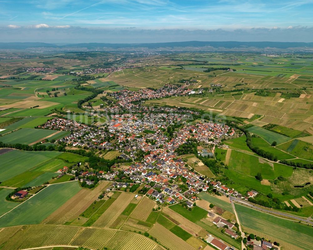 Stadecken-Elsheim aus der Vogelperspektive: Ortsansicht der Ortsgemeinde Stadecken-Elsheim im Bundesland Rheinland-Pfalz