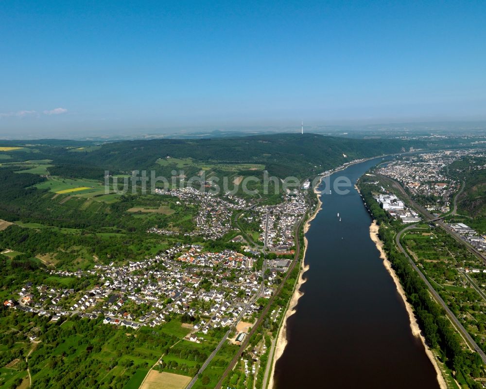 Luftaufnahme Brey - Ortsansicht der Ortsgemeinden Brey und Rhens im Bundesland Rheinland-Pfalz