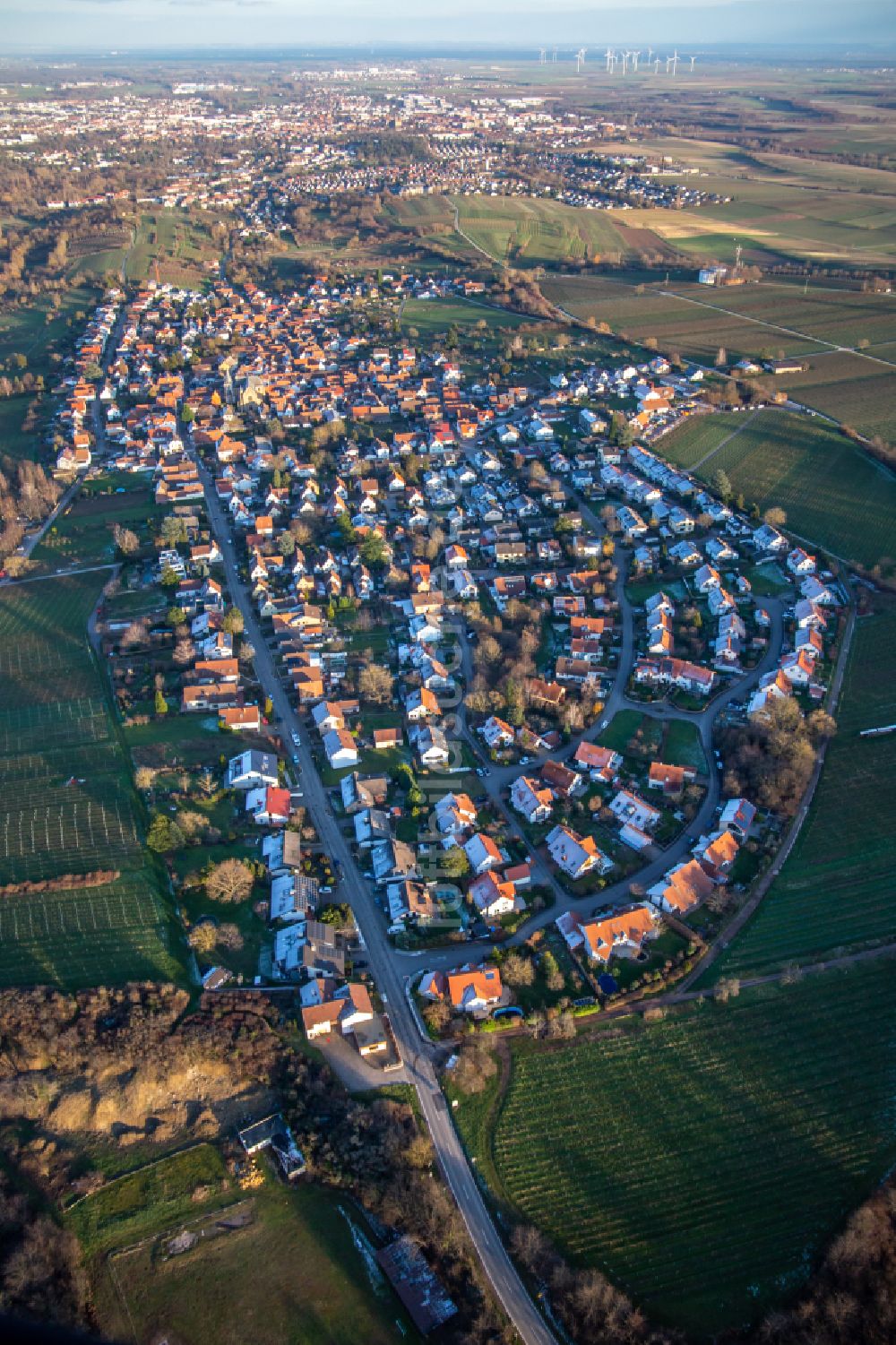 Landau in der Pfalz aus der Vogelperspektive: Ortsansicht im Ortsteil Arzheim in Landau in der Pfalz im Bundesland Rheinland-Pfalz