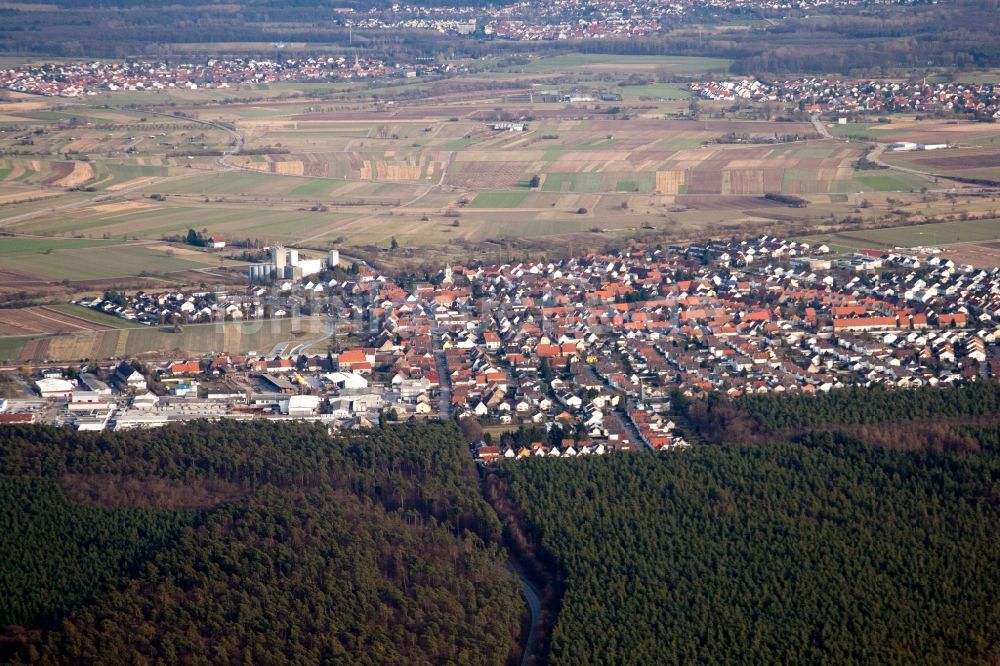 Luftbild Stutensee - Ortsansicht im Ortsteil Friedrichstal in Stutensee im Bundesland Baden-Württemberg