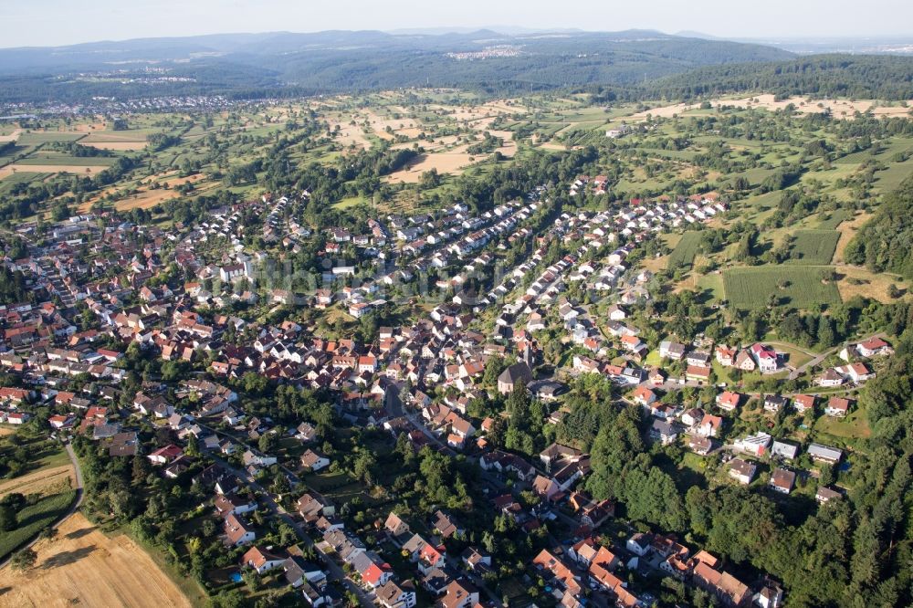 Luftaufnahme Karlsruhe - Ortsansicht im Ortsteil Grünwettersbach in Karlsruhe im Bundesland Baden-Württemberg, Deutschland