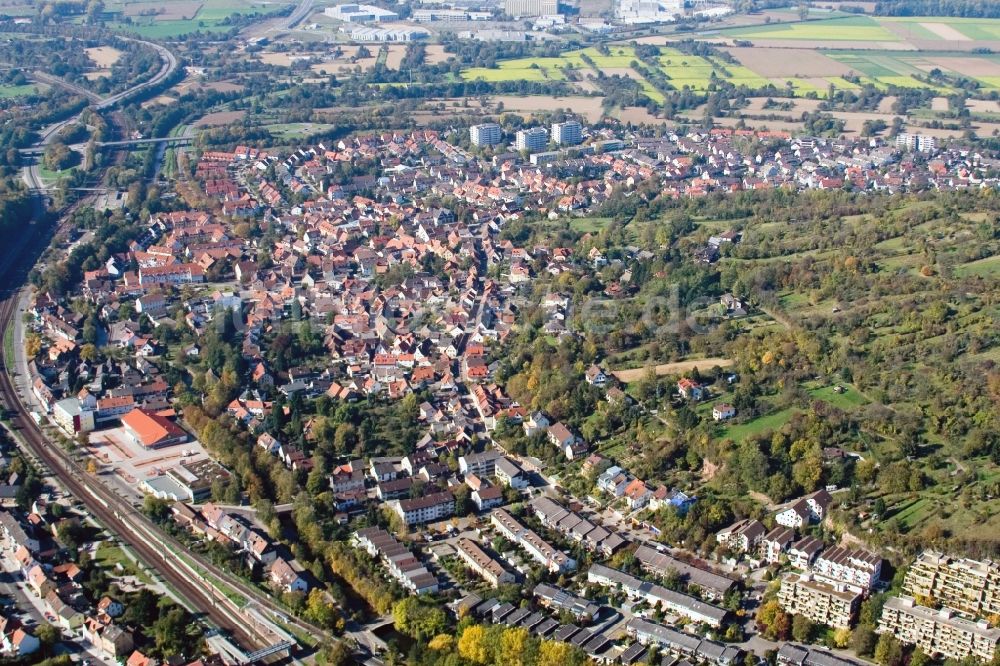 Karlsruhe von oben - Ortsansicht im Ortsteil Grötzingen im Pfinztal in Karlsruhe im Bundesland Baden-Württemberg