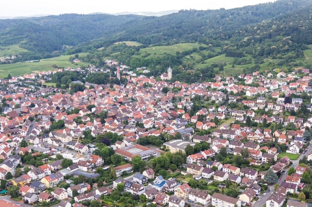 Hirschberg an der Bergstraße von oben - Ortsansicht im Ortsteil Leutershausen in Hirschberg an der Bergstraße im Bundesland Baden-Württemberg, Deutschland