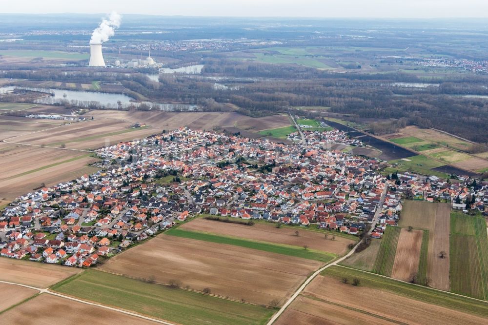 Römerberg von oben - Ortsansicht im Ortsteil Mechtersheim in Römerberg im Bundesland Rheinland-Pfalz, Deutschland